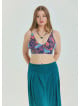 Lace Up Open Back Adjustable Blue Plus Size Blouse 4659